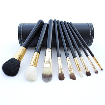 9 Piece Black and Gold Makeup Brush Set